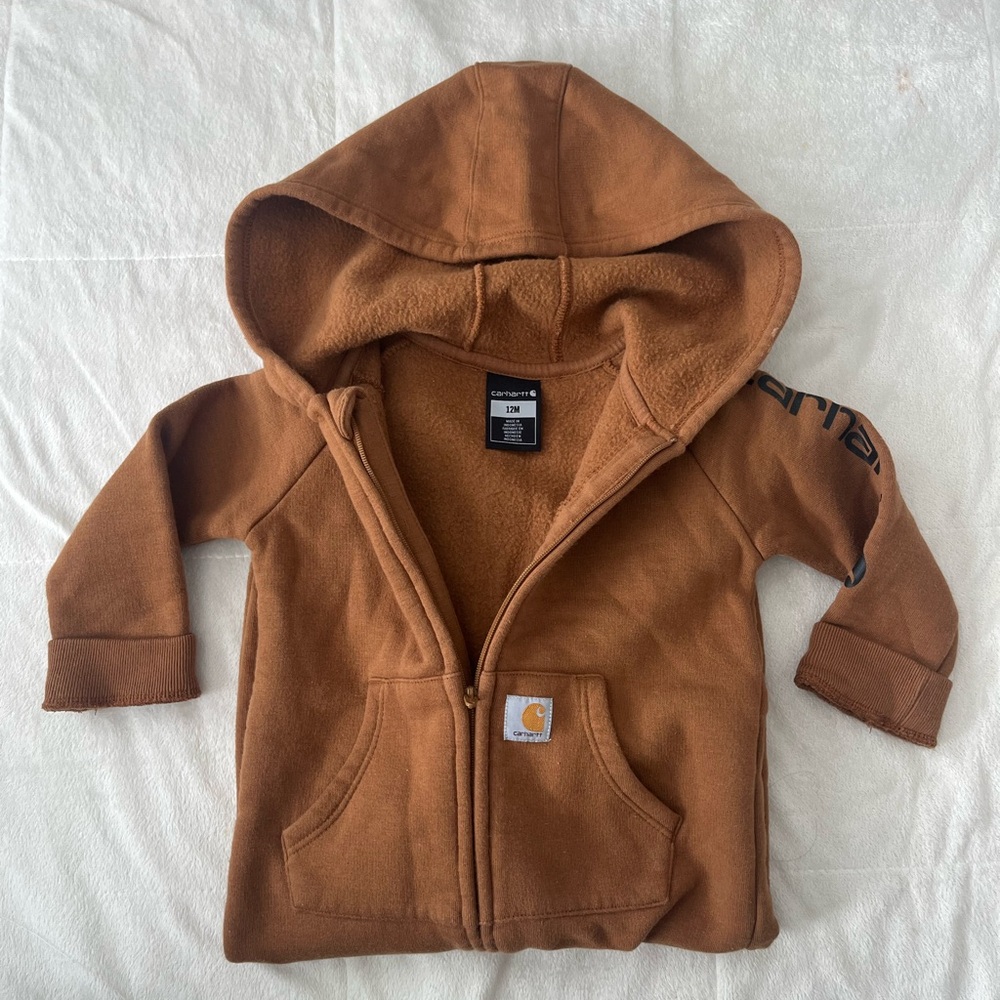 Carhartt Tan Hooded Baby Fleece Onesie